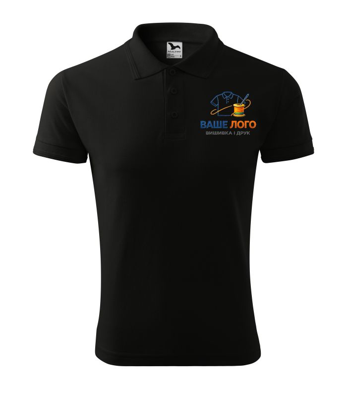 Футболка поло чоловіча чорного кольору нанесення логотипу