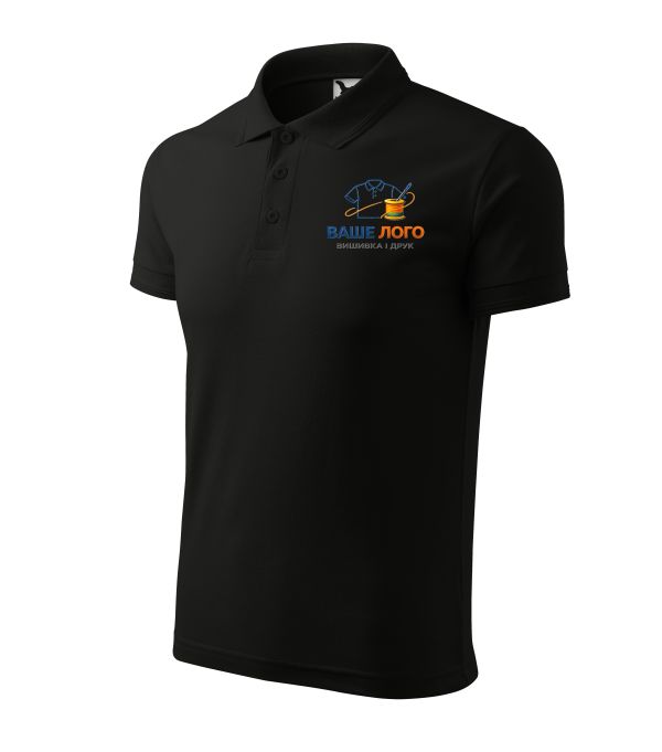 Футболка поло чоловіча чорного кольору нанесення логотипу