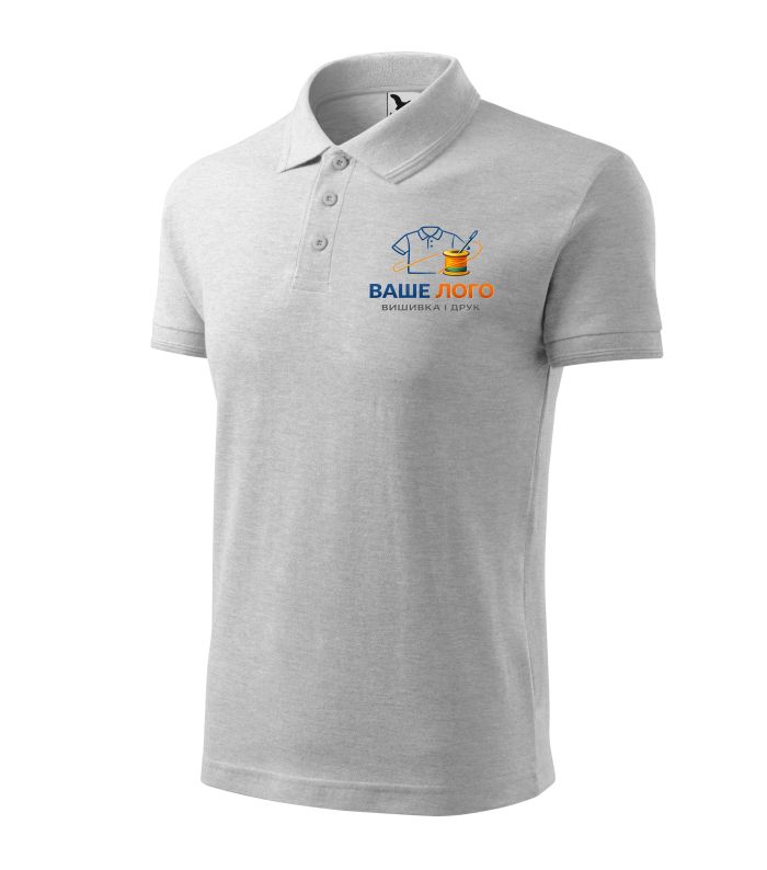 Футболка поло чоловіча сірого кольору нанесення логотипу