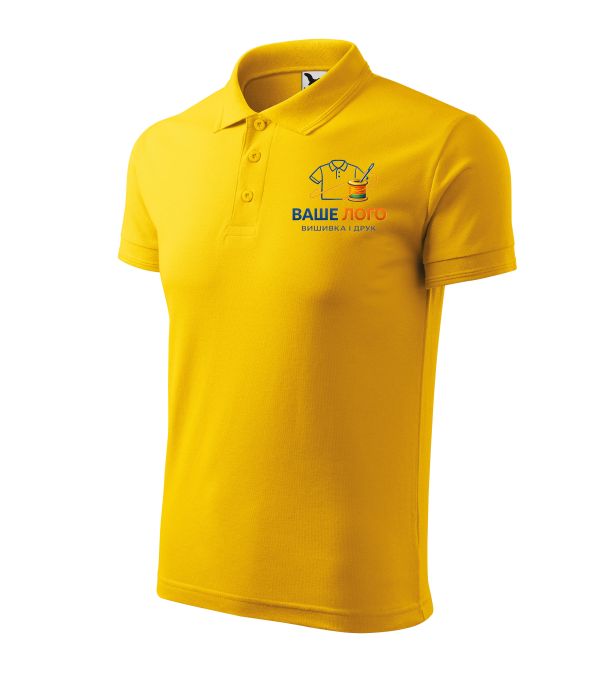 Футболка поло чоловіча жовтого кольору нанесення логотипу