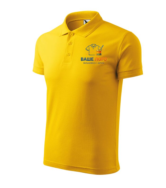 Футболка поло чоловіча жовтого кольору нанесення логотипу