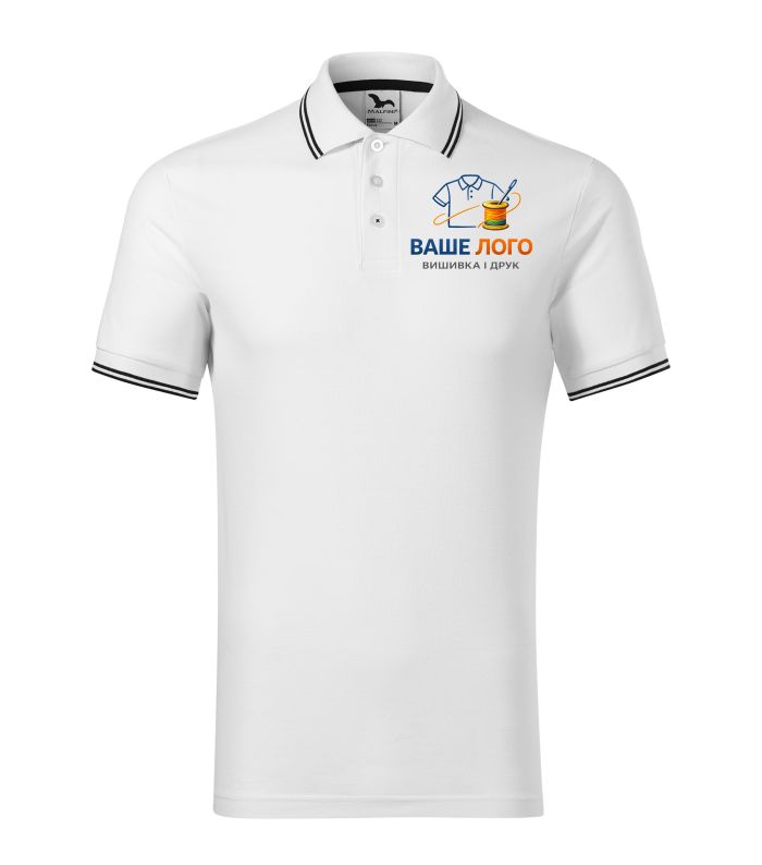 Футболка поло чоловіча білого кольору нанесення логотипу