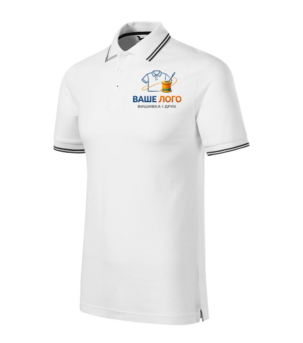 Футболка поло чоловіча білого кольору нанесення логотипу