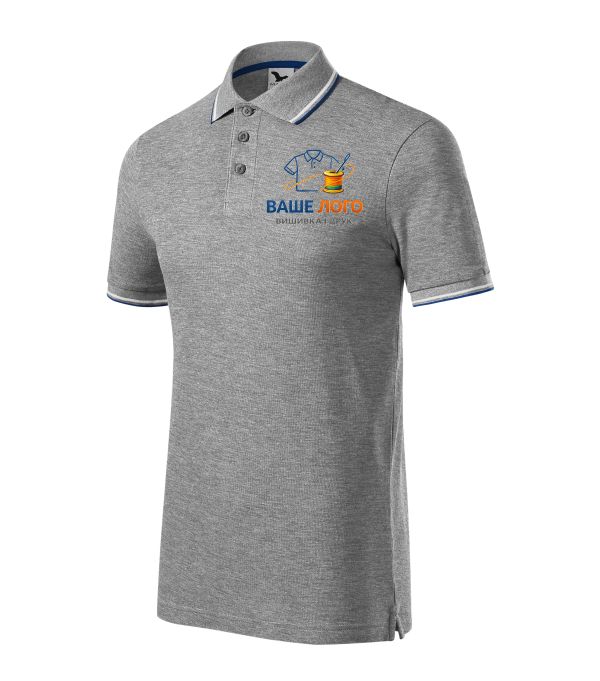 Футболка поло чоловіча сірого кольору нанесення логотипу