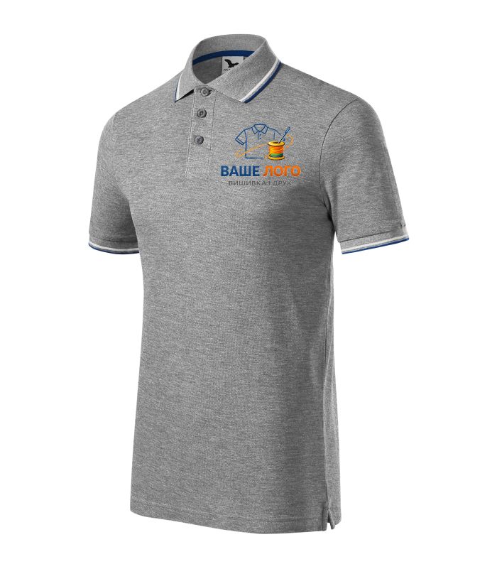 Футболка поло чоловіча сірого кольору нанесення логотипу