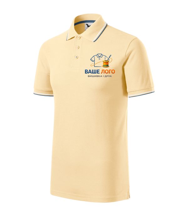 Футболка поло чоловіча бежового кольору нанесення логотипу