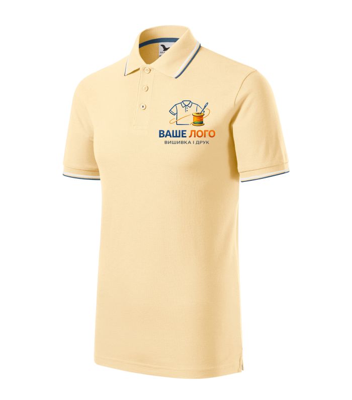 Футболка поло чоловіча бежового кольору нанесення логотипу