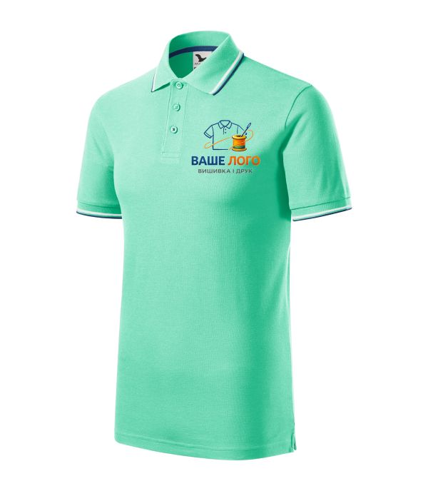 Футболка поло чоловіча м'ятного кольору нанесення логотипу