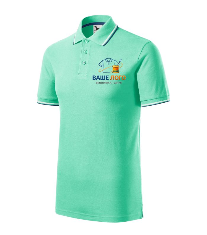 Футболка поло чоловіча м'ятного кольору нанесення логотипу