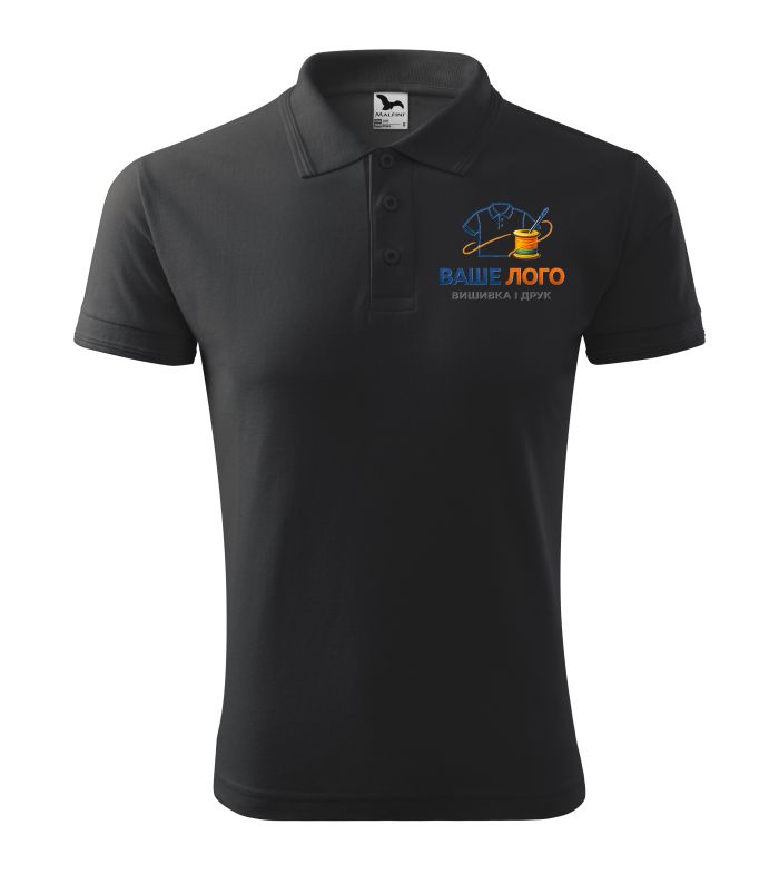 Футболка поло чоловіча колір графіт нанесення логотипу