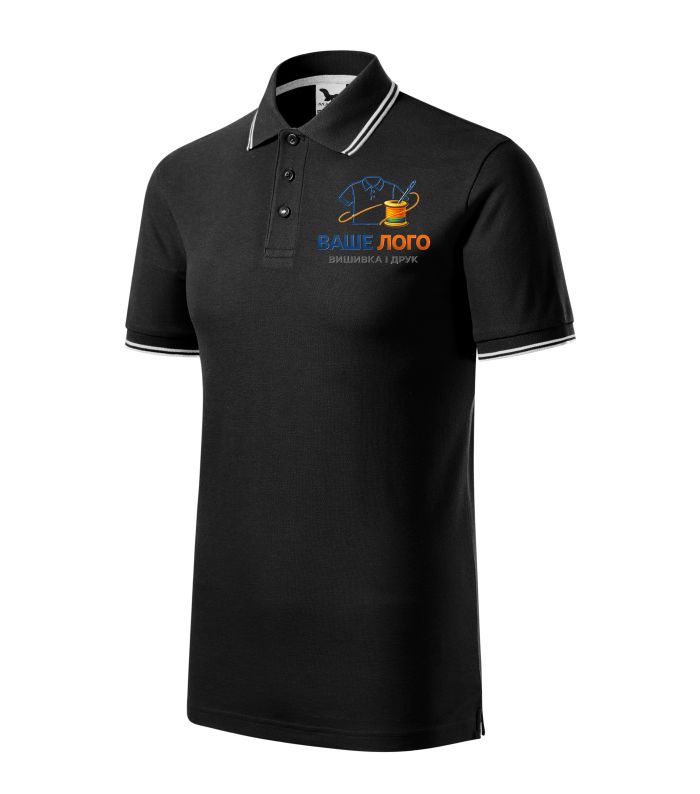 Футболка поло чоловіча чорного кольору нанесення логотипу