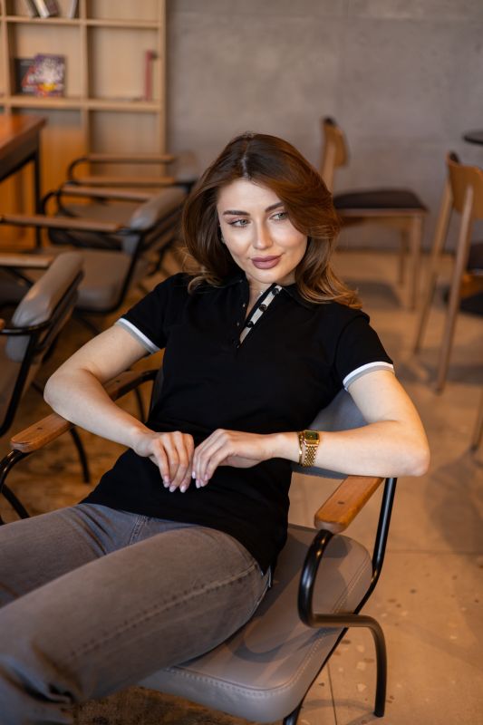 Футболка поло жіноча чорна Malfini premium