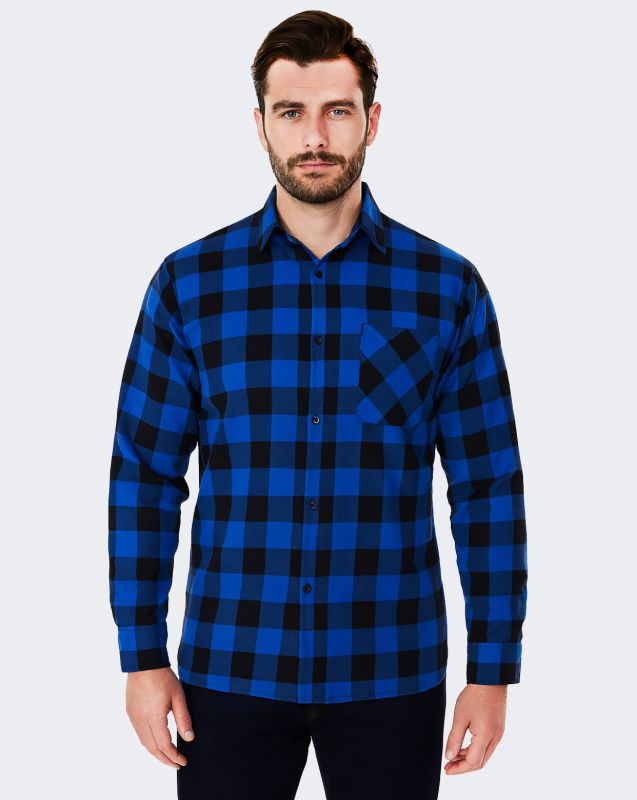 Сорочка в клітинку чоловіча синього кольору